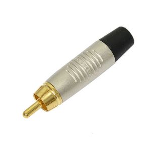 Conector RCA Preto Macho De Cabo RF-2C AU0 - Rean By Neutrik