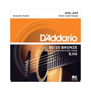 Encordoamento Bronze Wound 010 Para Violão EJ-10 - D Addario