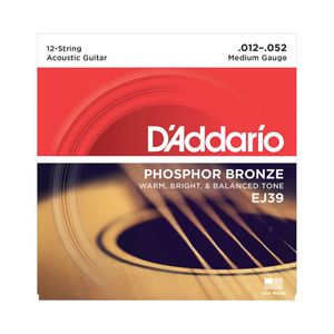 Encordoamento Para Violão 12 Cordas Media EJ-39 AC - D`Addario