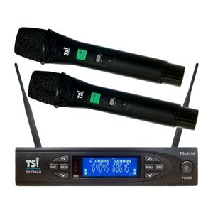 Microfone Sem Fio Duplo De Mão 8299-UHF - TSI