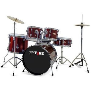 Bateria Bumbo 20" Ferragem Cromada Vinho - Pro Fire