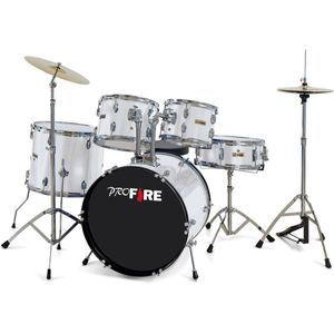 Bateria Bumbo 20" Ferragem Cromada Branca - Pro Fire