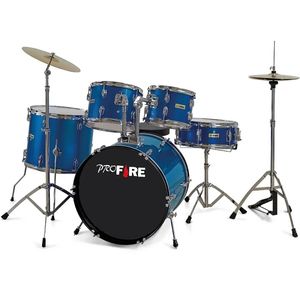 Bateria Bumbo 22" Ferragem Cromada Azul - Pro Fire