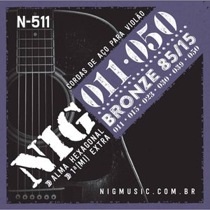 Encordoamento de Violão Aço 011 Bronze 85/15 N-511 - NIG