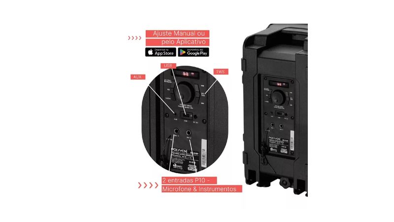 Caixa Amplificada 300W Com Bluetooth XC-710T - Polyvox | Caixas