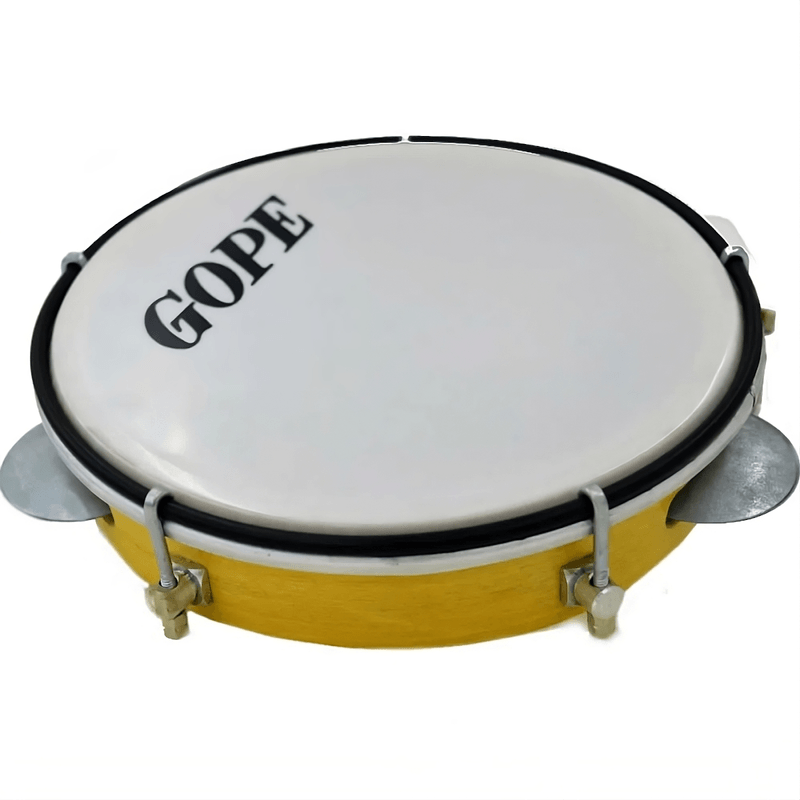 Pandeiro-para-Iniciante-8-Envernizado-Aro-Epoxi-Platinela-Galvanizada-Animal-628-PEA---Gope