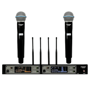 Microfone Sem Fio Duplo Profissional Mão UHF SD-80 MM - Soundrix