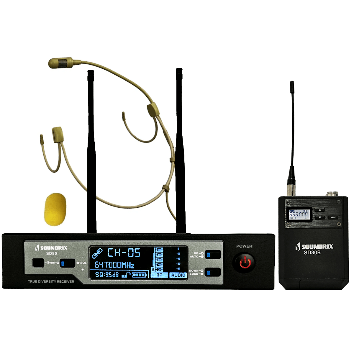 Microfone Sem Fio Profissional Headset UHF SD-80 H58 - Soundrix ...