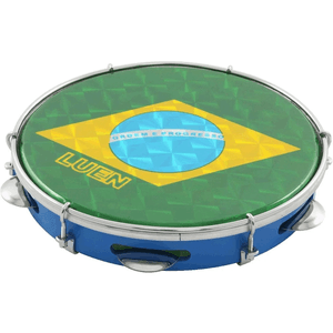 Pandeiro 10" Inox Azul Brasil Holográfica 40045AZ/BD - Luen