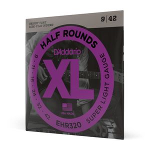 Encordoamento Para Guitarra Semi-Flat 09-42 D'Addario Half Rounds EHR320
