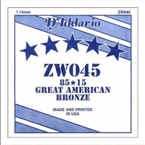 Corda Avulsa Para Violão Aço .045 D'Addario 80/15 Bronze ZW045