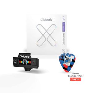 Combo Encordoamento Violão Aço Revestido 10-47 D'Addario XSAPB1047 + Afinador Micro Cromático D'Addario PW-CT-15 & Brinde