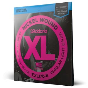 Encordoamento Para Baixo 8 Cordas 45-100 Escala Longa D'Addario XL Nickel EXL170-8