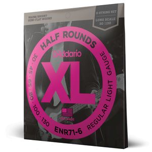 Encordoamento Para Baixo 6 Cordas 30-130 Escala Longa Semi-Flat D'Addario Half Rounds ENR71-6