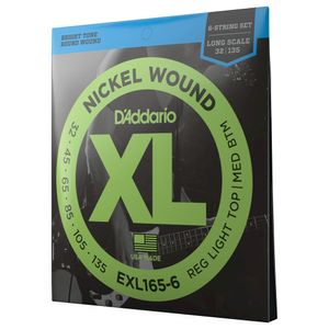 Encordoamento Para Baixo 6 Cordas 32-135 Escala Longa D'Addario XL Nickel EXL165-6