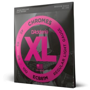 Encordoamento Para Baixo 4 Cordas 45-100 Escala Média D'Addario XL Chromes ECB81M