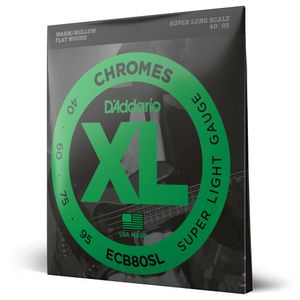 Encordoamento Para Baixo 4 Cordas 40-95 Escala Super Longa D'Addario XL Chromes ECB80SL