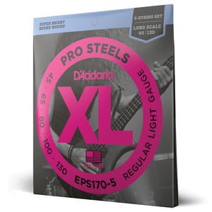 Encordoamento Para Baixo 5 Cordas 45-130 Escala Longa D'Addario XL ProSteels EPS170-5 5C