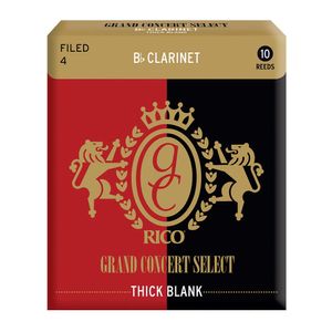 Palheta Clarineta Bb 4.0 Thick Blank Filed (10 Unidades) D'Addario Grand Concert Select RGT10BCL400