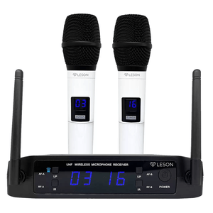 Microfone Sem Fio Duplo de Mão LS-916 BRANCO - Leson
