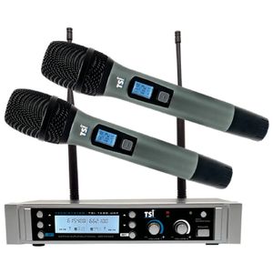 Microfone Sem Fio Duplo de Mão 800 Canais TSI-1500-UHF - TSI