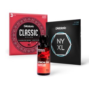 Kit Encordoamento Guitarra NYXL1152 + Encordoamento Para Violão Nylon EJ27N-3D + Polidor Spray  PW-PL-03