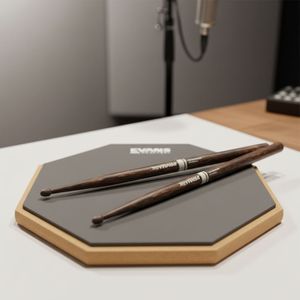 Kit Baqueta Rebound (Rebote) 5A Ponta Madeira (Par) ProMark FireGrain R5AFG + Pad Para Prática E Estudo Com 7' Evans RealFeel ARF7GM