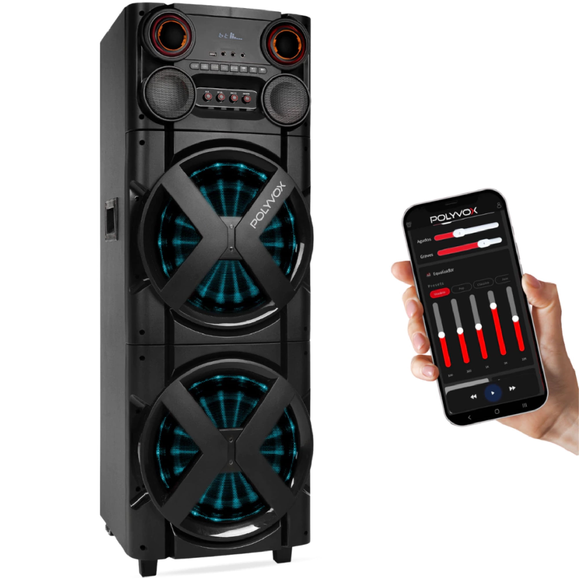 Caixa de Som Torre Amplificada 2x 12